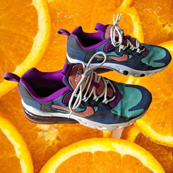 Nike Multicolor Air Max 270 React Lace-Up Sneakers Size 6.5 - Picture 2 of 11